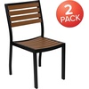 image:imageFlash Furniture Lark Outdoor Stackable Side Chair with Faux Teak Poly Slats Set of 2Teak