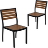 image:imageFlash Furniture Lark Outdoor Stackable Side Chair with Faux Teak Poly Slats Set of 2Teak
