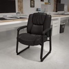image:imageFlash Furniture LeatherSoft Executive Reception Chair with Padded Armrests and Sled Base Upholstered Side Chair for Living Room or Office Black