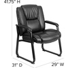 image:imageFlash Furniture LeatherSoft Executive Reception Chair with Padded Armrests and Sled Base Upholstered Side Chair for Living Room or Office Black
