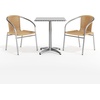 image:imageFlash Furniture Lila 235 Square Aluminum IndoorOutdoor Table Set with 2 Dark Brown Rattan ChairsBeige