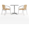 image:imageFlash Furniture Lila 235 Square Aluminum IndoorOutdoor Table Set with 2 Dark Brown Rattan ChairsBeige