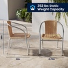 image:imageFlash Furniture Lila 235 Square Aluminum IndoorOutdoor Table Set with 2 Dark Brown Rattan ChairsBeige