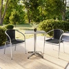 image:imageFlash Furniture Lila 235 Square Aluminum IndoorOutdoor Table Set with 2 Dark Brown Rattan ChairsBlack
