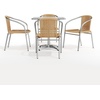 image:imageFlash Furniture Lila 275 Square Aluminum IndoorOutdoor Table Set with 4 Dark Brown Rattan ChairsBeige
