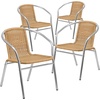 image:imageFlash Furniture Lila 4 Pack Commercial Aluminum and Beige Rattan IndoorOutdoor Restaurant Stack ChairAluminum and Beige