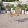 image:imageFlash Furniture Lila 4 Pack Commercial Aluminum and Beige Rattan IndoorOutdoor Restaurant Stack ChairAluminum and Beige