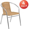 image:imageFlash Furniture Lila 4 Pack Commercial Aluminum and Beige Rattan IndoorOutdoor Restaurant Stack ChairAluminum and Beige