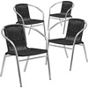 image:imageFlash Furniture Lila 4 Pack Commercial Aluminum and Beige Rattan IndoorOutdoor Restaurant Stack ChairAluminum and Black