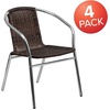 image:imageFlash Furniture Lila 4 Pack Commercial Aluminum and Beige Rattan IndoorOutdoor Restaurant Stack ChairAluminum and Dark Brown