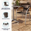 image:imageFlash Furniture Lila 4 Pack Commercial Aluminum and Beige Rattan IndoorOutdoor Restaurant Stack ChairAluminum and Dark Brown