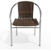 image:imageFlash Furniture Lila 4 Pack Commercial Aluminum and Beige Rattan IndoorOutdoor Restaurant Stack ChairAluminum and Dark Brown