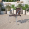 image:imageFlash Furniture Lila 4 Pack Commercial Aluminum and Beige Rattan IndoorOutdoor Restaurant Stack ChairAluminum and Dark Brown