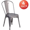 image:imageFlash Furniture Lincoln Clear Coated Metal Indoor Stackable ChairSet of 4