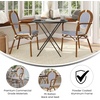 image:imageFlash Furniture Lourdes IndoorOutdoor Commercial Thonet Bistro Stack Chair  Arms  WhiteGray PE Rattan Back and Seat  NAT Bamboo Print Metal Frame  2 PKWhite  NavyNatural Frame