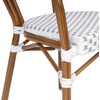 image:imageFlash Furniture Lourdes IndoorOutdoor Commercial Thonet Bistro Stack Chair  Arms  WhiteGray PE Rattan Back and Seat  NAT Bamboo Print Metal Frame  2 PKWhite  GrayNatural Frame