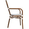 image:imageFlash Furniture Lourdes IndoorOutdoor Commercial Thonet Bistro Stack Chair  Arms  WhiteGray PE Rattan Back and Seat  NAT Bamboo Print Metal Frame  2 PKWhite  NavyNatural Frame