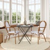 image:imageFlash Furniture Lourdes IndoorOutdoor Commercial Thonet Bistro Stack Chair  Arms  WhiteGray PE Rattan Back and Seat  NAT Bamboo Print Metal Frame  2 PKWhite  GrayNatural Frame