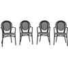 image:imageFlash Furniture Lourdes IndoorOutdoor Commercial Thonet Bistro Stack Chair  Arms  WhiteGray PE Rattan Back and Seat  NAT Bamboo Print Metal Frame  2 PKBlack  WhiteBlack Frame