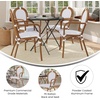 image:imageFlash Furniture Lourdes IndoorOutdoor Commercial Thonet Bistro Stack Chair  Arms  WhiteGray PE Rattan Back and Seat  NAT Bamboo Print Metal Frame  2 PKWhite  GrayNatural Frame