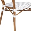 image:imageFlash Furniture Lourdes IndoorOutdoor Commercial Thonet Bistro Stack Chair  Arms  WhiteGray PE Rattan Back and Seat  NAT Bamboo Print Metal Frame  2 PKWhite  GrayNatural Frame