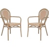 image:imageFlash Furniture Lourdes IndoorOutdoor Commercial Thonet Bistro Stack Chair  Arms  WhiteGray PE Rattan Back and Seat  NAT Bamboo Print Metal Frame  2 PKNatural  WhiteLight Natural Frame