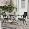 image:imageFlash Furniture Lourdes IndoorOutdoor Commercial Thonet Bistro Stack Chair  Arms  WhiteGray PE Rattan Back and Seat  NAT Bamboo Print Metal Frame  2 PKBlack  WhiteBlack Frame