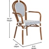 image:imageFlash Furniture Lourdes IndoorOutdoor Commercial Thonet Bistro Stack Chair  Arms  WhiteGray PE Rattan Back and Seat  NAT Bamboo Print Metal Frame  2 PKWhite  NavyNatural Frame