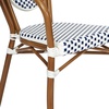 image:imageFlash Furniture Lourdes IndoorOutdoor Commercial Thonet Bistro Stack Chair  Arms  WhiteGray PE Rattan Back and Seat  NAT Bamboo Print Metal Frame  2 PKWhite  NavyNatural Frame