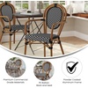 image:imageFlash Furniture Lourdes IndoorOutdoor Commercial Thonet Bistro Stack Chair  Arms  WhiteGray PE Rattan Back and Seat  NAT Bamboo Print Metal Frame  2 PKBlack  WhiteNatural Frame