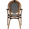 image:imageFlash Furniture Lourdes IndoorOutdoor Commercial Thonet Bistro Stack Chair  Arms  WhiteGray PE Rattan Back and Seat  NAT Bamboo Print Metal Frame  2 PKBlack  WhiteNatural Frame