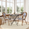image:imageFlash Furniture Lourdes IndoorOutdoor Commercial Thonet Bistro Stack Chair  Arms  WhiteGray PE Rattan Back and Seat  NAT Bamboo Print Metal Frame  2 PKWhite  NavyNatural Frame