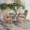 image:imageFlash Furniture Lourdes IndoorOutdoor Commercial Thonet Bistro Stack Chair  Arms  WhiteGray PE Rattan Back and Seat  NAT Bamboo Print Metal Frame  2 PKNatural  WhiteLight Natural Frame