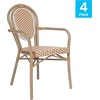image:imageFlash Furniture Lourdes IndoorOutdoor Commercial Thonet Bistro Stack Chair  Arms  WhiteGray PE Rattan Back and Seat  NAT Bamboo Print Metal Frame  2 PKNatural  WhiteLight Natural Frame