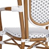 image:imageFlash Furniture Lourdes IndoorOutdoor Commercial Thonet Bistro Stack Chair  Arms  WhiteGray PE Rattan Back and Seat  NAT Bamboo Print Metal Frame  2 PKWhite  GrayNatural Frame
