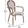 image:imageFlash Furniture Lourdes IndoorOutdoor Commercial Thonet Bistro Stack Chair  Arms  WhiteGray PE Rattan Back and Seat  NAT Bamboo Print Metal Frame  2 PKWhite  NavyNatural Frame
