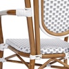 image:imageFlash Furniture Lourdes IndoorOutdoor Commercial Thonet Bistro Stack Chair  Arms  WhiteGray PE Rattan Back and Seat  NAT Bamboo Print Metal Frame  2 PKWhite  GrayNatural Frame