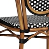 image:imageFlash Furniture Lourdes IndoorOutdoor Commercial Thonet Bistro Stack Chair  Arms  WhiteGray PE Rattan Back and Seat  NAT Bamboo Print Metal Frame  2 PKBlack  WhiteNatural Frame