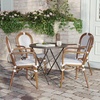 image:imageFlash Furniture Lourdes IndoorOutdoor Commercial Thonet Bistro Stack Chair  Arms  WhiteGray PE Rattan Back and Seat  NAT Bamboo Print Metal Frame  2 PKWhite  GrayNatural Frame