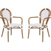 image:imageFlash Furniture Lourdes IndoorOutdoor Commercial Thonet Bistro Stack Chair  Arms  WhiteGray PE Rattan Back and Seat  NAT Bamboo Print Metal Frame  2 PKWhite  GrayNatural Frame