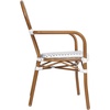 image:imageFlash Furniture Lourdes IndoorOutdoor Commercial Thonet Bistro Stack Chair  Arms  WhiteGray PE Rattan Back and Seat  NAT Bamboo Print Metal Frame  2 PKWhite  GrayNatural Frame