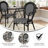 image:imageFlash Furniture Lourdes IndoorOutdoor Commercial Thonet Bistro Stack Chair  Arms  WhiteGray PE Rattan Back and Seat  NAT Bamboo Print Metal Frame  2 PKBlack  WhiteBlack Frame