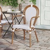 image:imageFlash Furniture Lourdes IndoorOutdoor Commercial Thonet Bistro Stack Chair  Arms  WhiteGray PE Rattan Back and Seat  NAT Bamboo Print Metal Frame  2 PKWhite  GrayNatural Frame