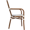 image:imageFlash Furniture Lourdes IndoorOutdoor Commercial Thonet Bistro Stack Chair  Arms  WhiteGray PE Rattan Back and Seat  NAT Bamboo Print Metal Frame  2 PKWhite  NavyNatural Frame