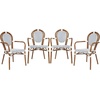 image:imageFlash Furniture Lourdes IndoorOutdoor Commercial Thonet Bistro Stack Chair  Arms  WhiteGray PE Rattan Back and Seat  NAT Bamboo Print Metal Frame  2 PKWhite  NavyNatural Frame