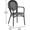 image:imageFlash Furniture Lourdes IndoorOutdoor Commercial Thonet Bistro Stack Chair  Arms  WhiteGray PE Rattan Back and Seat  NAT Bamboo Print Metal Frame  2 PKBlack  WhiteBlack Frame