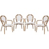 image:imageFlash Furniture Lourdes IndoorOutdoor Commercial Thonet Bistro Stack Chair  Arms  WhiteGray PE Rattan Back and Seat  NAT Bamboo Print Metal Frame  2 PKWhite  GrayNatural Frame