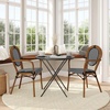 image:imageFlash Furniture Lourdes IndoorOutdoor Commercial Thonet Bistro Stack Chair  Arms  WhiteGray PE Rattan Back and Seat  NAT Bamboo Print Metal Frame  2 PKBlack  WhiteNatural Frame