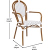 image:imageFlash Furniture Lourdes IndoorOutdoor Commercial Thonet Bistro Stack Chair  Arms  WhiteGray PE Rattan Back and Seat  NAT Bamboo Print Metal Frame  2 PKWhite  GrayNatural Frame