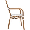 image:imageFlash Furniture Lourdes IndoorOutdoor Commercial Thonet Bistro Stack Chair  Arms  WhiteGray PE Rattan Back and Seat  NAT Bamboo Print Metal Frame  2 PKWhite  GrayNatural Frame